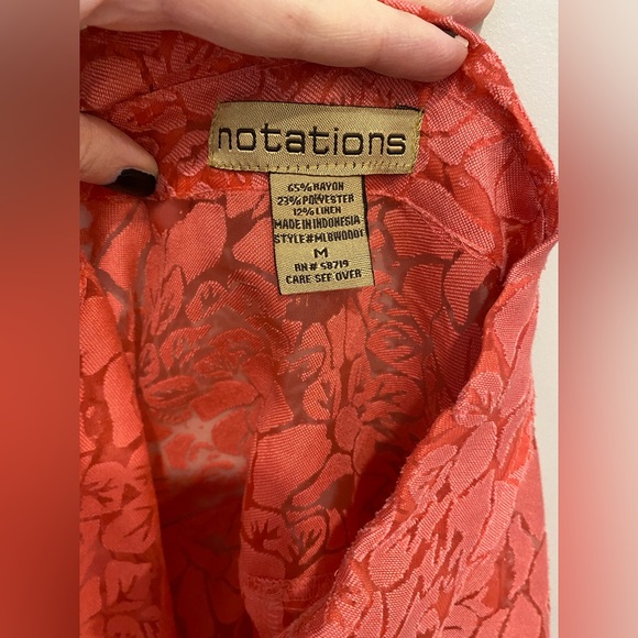 VTG Y2K Sheer Coral Pink Floral Button-Up Top - Picture 6 of 6